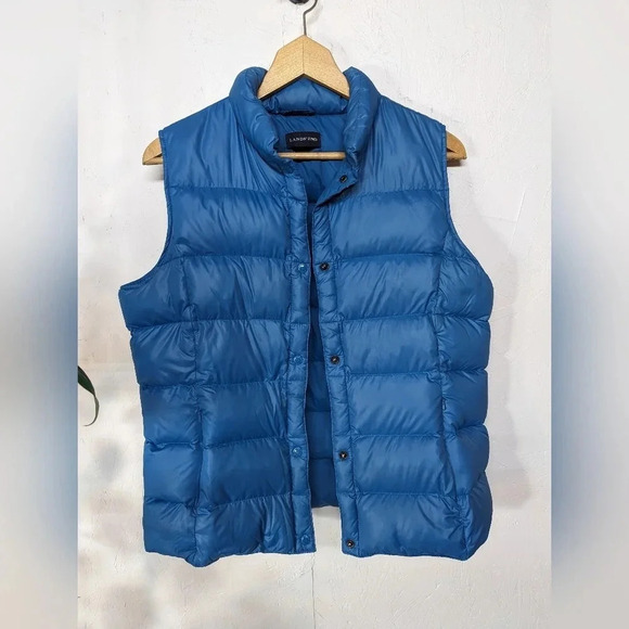 Land's End baby blue snap closure puffer vest women's size medium - Picture 1 of 7
